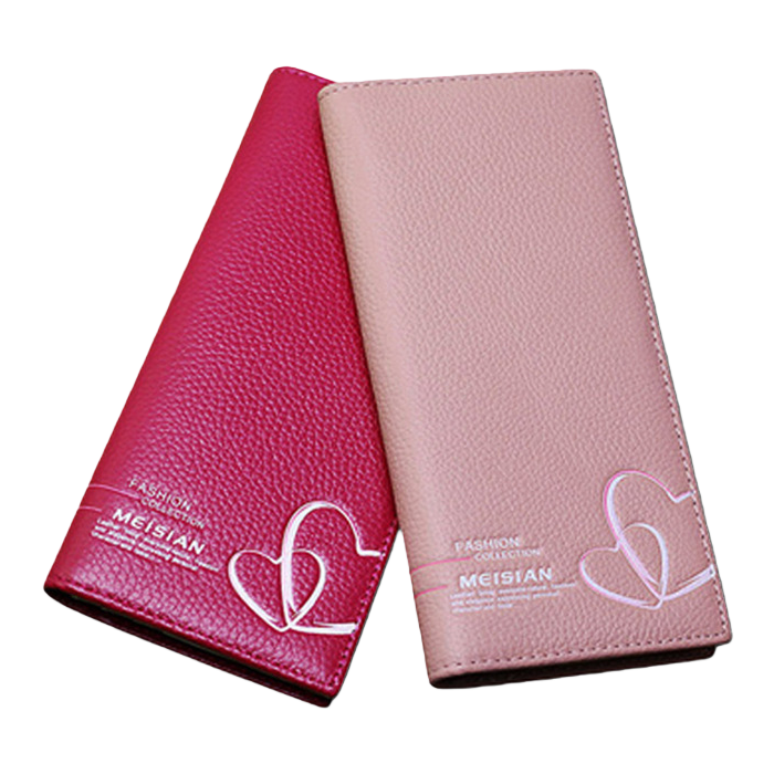 Pink and rose red double heart-shaped pattern wallet Item Picture