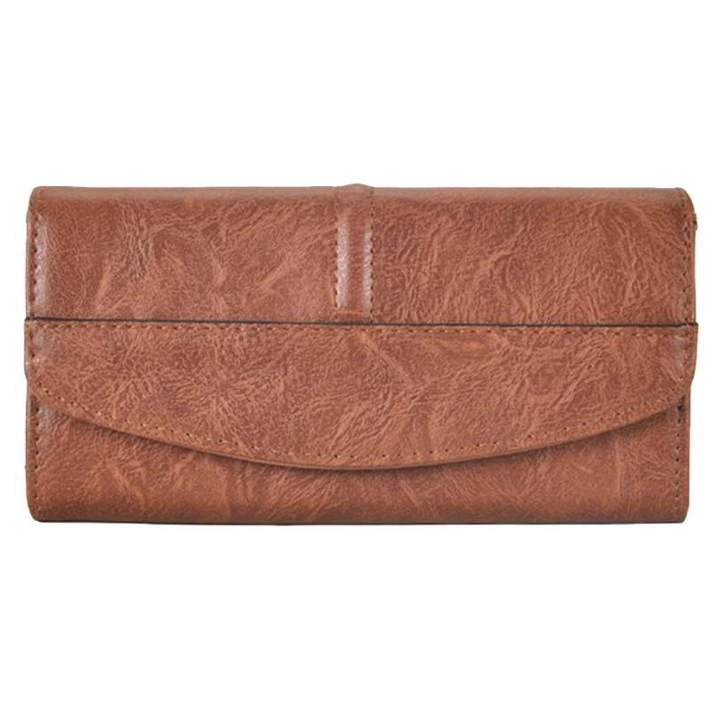 The brown leather large-capacity multi-functional wallet is suitable for both men and women, lightweight and durable Item Picture
