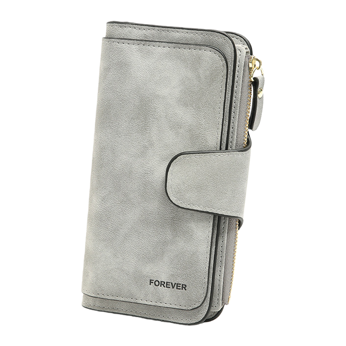 A simple and stylish men's business wallet with long grey genuine leather Item Picture