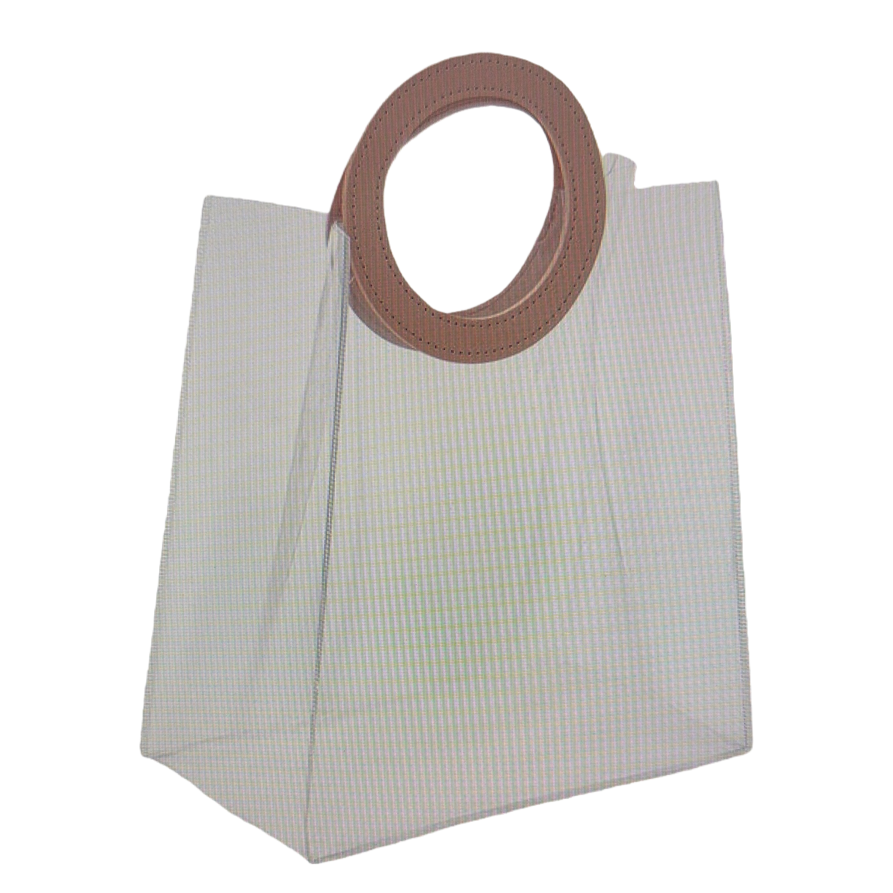 Brown circular handle transparent handbag, simple, fashionable and eco-friendly shopping bag Item Picture