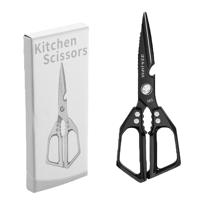 Black kitchen scissors, stainless steel household multi-functional kitchen scissors Item Picture