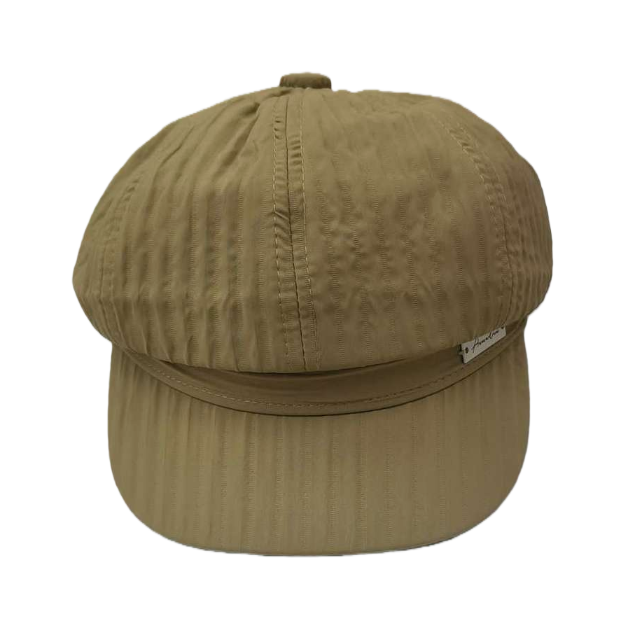 Khaki striped newsboy cap, fashionable and retro tweed casual sun hat Item Picture