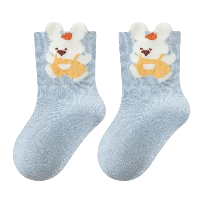 Light Blue Rabbit-Patterned Pure Cotton Socks For Both Men And Women Item Picture