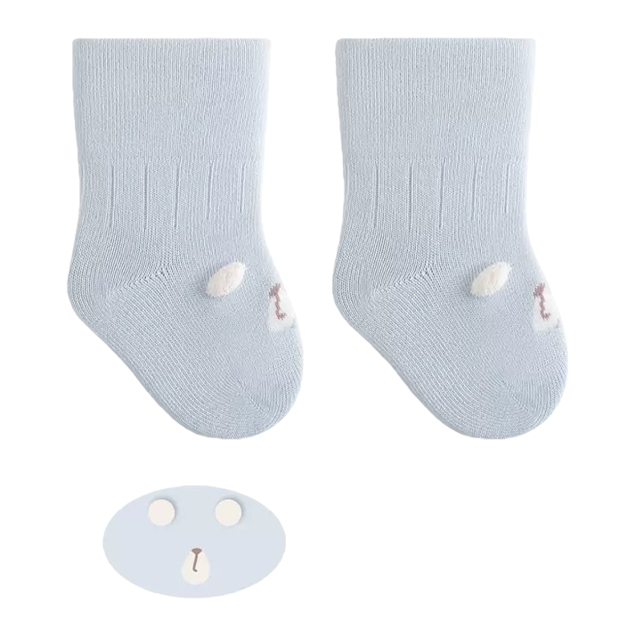Light Blue Pure Cotton Baby Socks Are Anti-Slip, Sweat-Absorbing And Breathable For Newborns, Suitable For All Seasons Item Picture