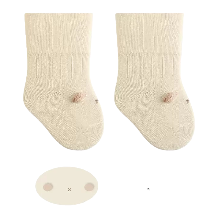 Beige Baby Pure Cotton Short Socks, Newborn Socks, Baby Socks For 0-1 Year Old Item Picture