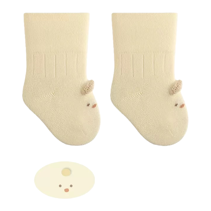 Beige Pure Cotton Baby Socks, Anti-Slip Bags For Newborns And Soft-Soled Baby Socks Item Picture