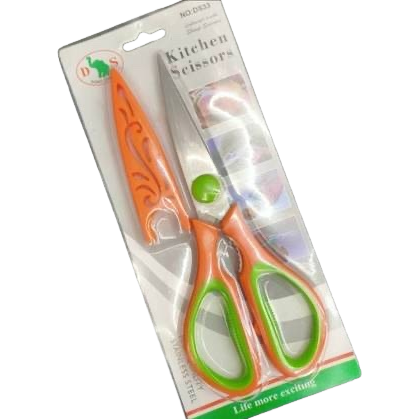 Orange and green kitchen scissors, stainless steel sharp, multi-functional household scissors Item Picture