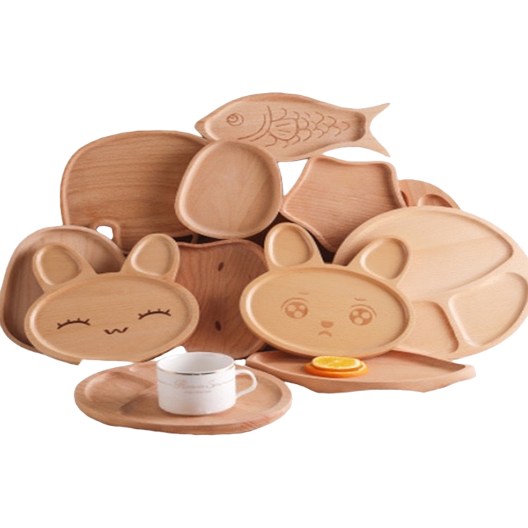 مجموعة من 3 من أطباق الوجبات المتحركة الخشبية (PP) من المواد الغذائية المنزلية للأطفال Item Picture