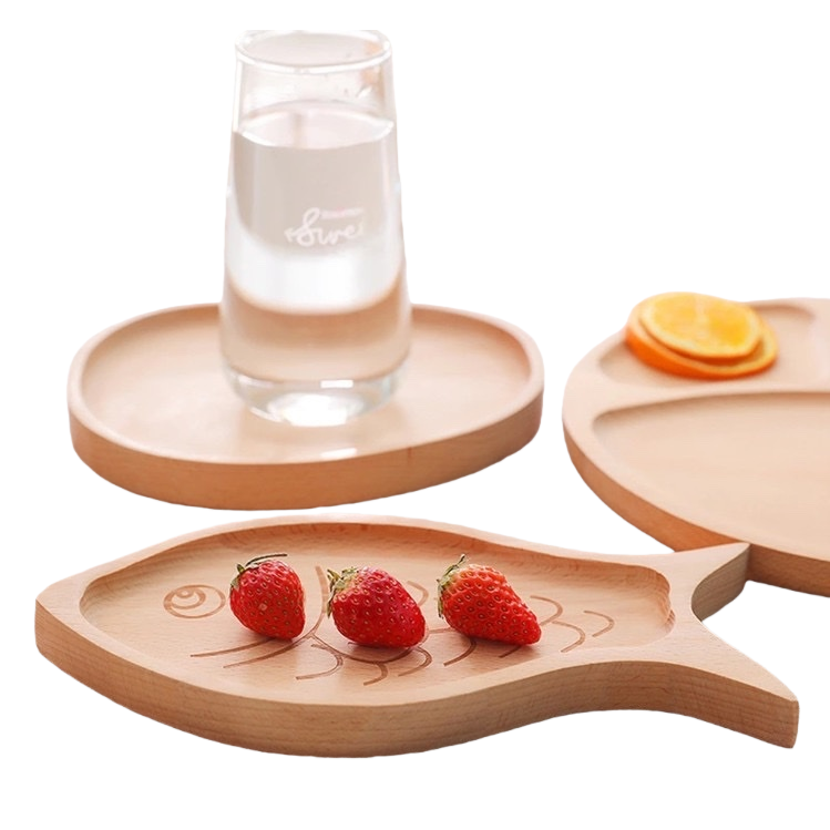 صينية خشبية مستديرة على شكل صينية ذات كؤوس Item Picture