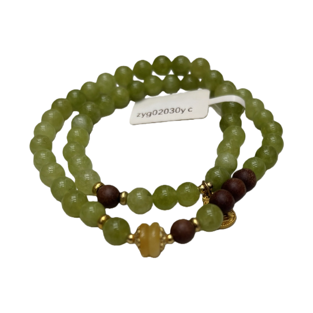 Green beaded bracelet with natural jade beads, a simple and fashionable accessory for women Item Picture