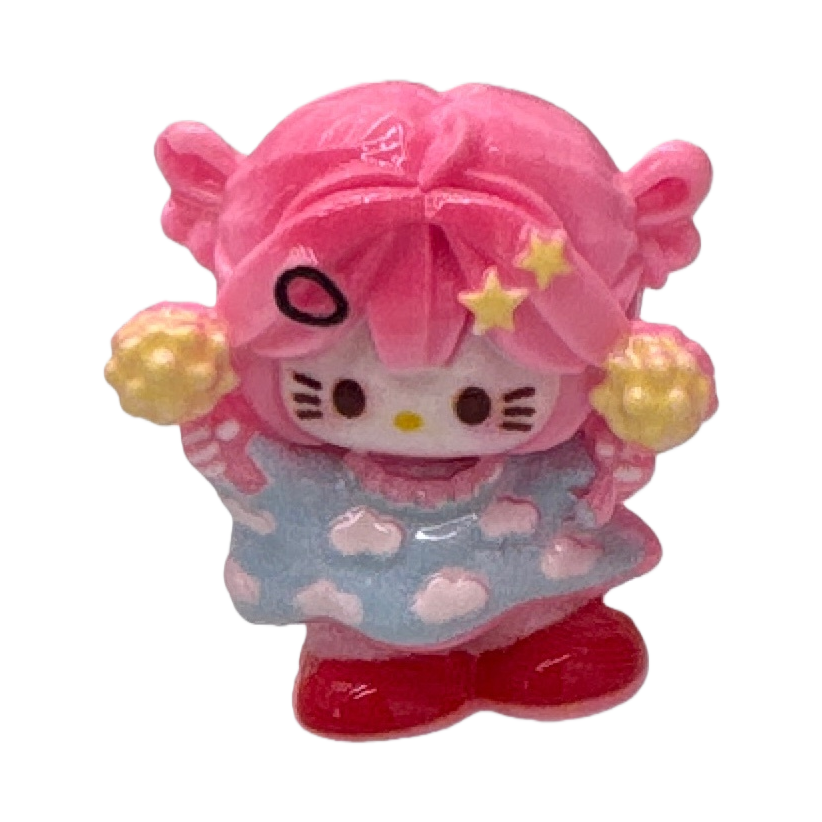 粉色头发星星装饰Hello Kitty玩偶白底实物图