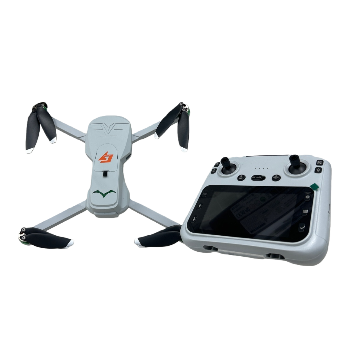 The white drone and remote control aerial photography stabilizer feature high-definition image transmission and are foldable and portable Item Picture