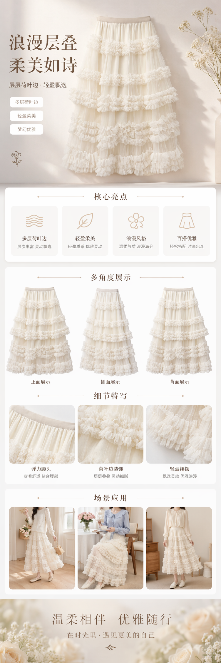 小众仙女氛围感长裙韩系简约网纱拼接层层蛋糕叠穿半身裙102454073 pic 1