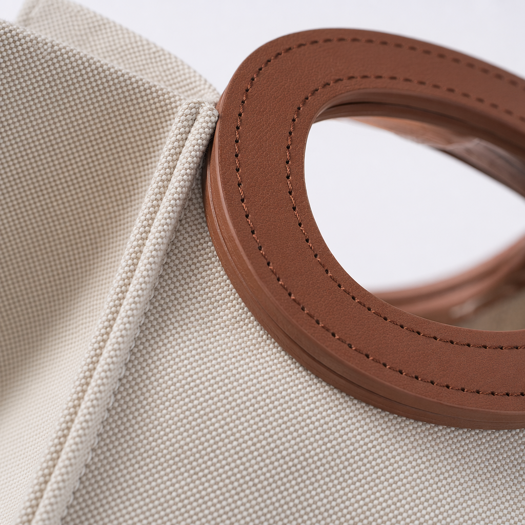 Brown circular handle transparent handbag, simple, fashionable and eco-friendly shopping bag Application Scenario