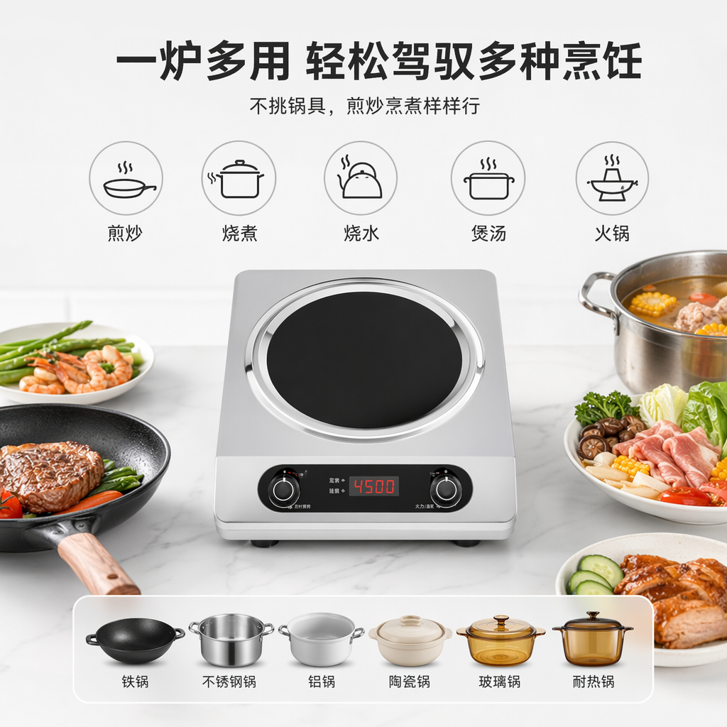 银色电磁炉家用智能触控大功率节能灶具
