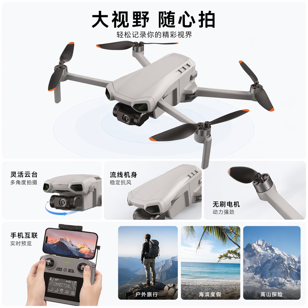 GD017 Folding digital image transmission brushless GPS drone with optical flow (true 4K ultra-high-definition lens with three-axis gimbal) storage bag + color box