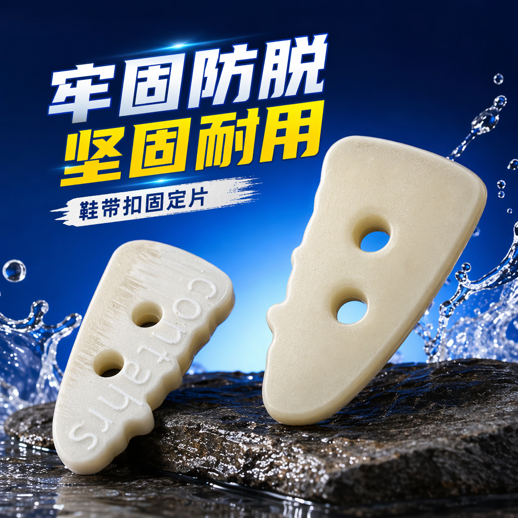 米白色双孔塑料扣件细节图