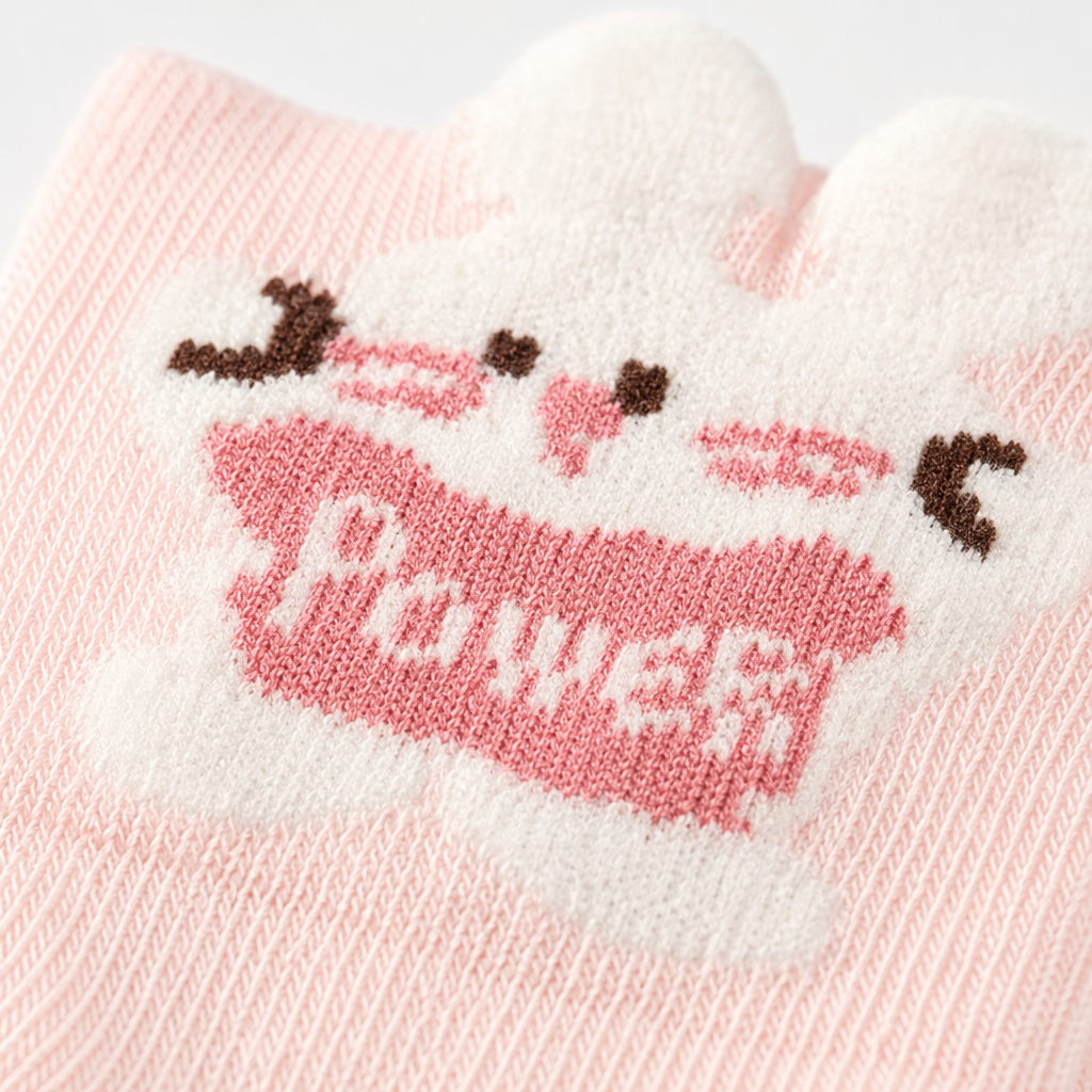 Pink Rabbit-Shaped Socks In A Cute Cartoon Style, Pure Cotton Mid-Calf For Women In Spring And Summer Application Scenario