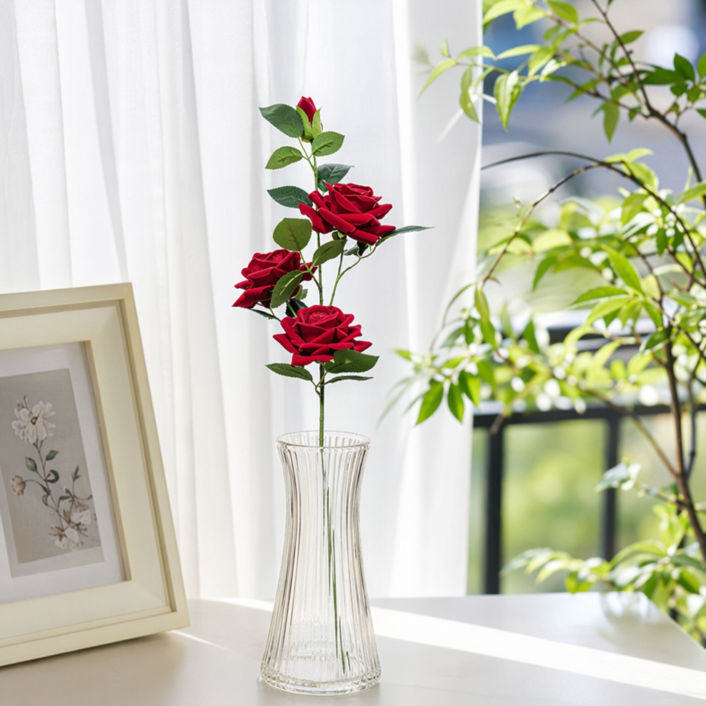 Fresh red rose branches are delivered to your home with free shipping in a 10-piece package details Picture