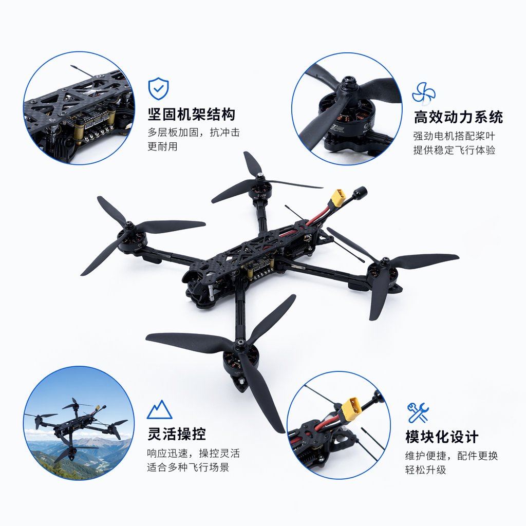 黑色无人机户外探险专用长续航遥控飞行器轻巧便携