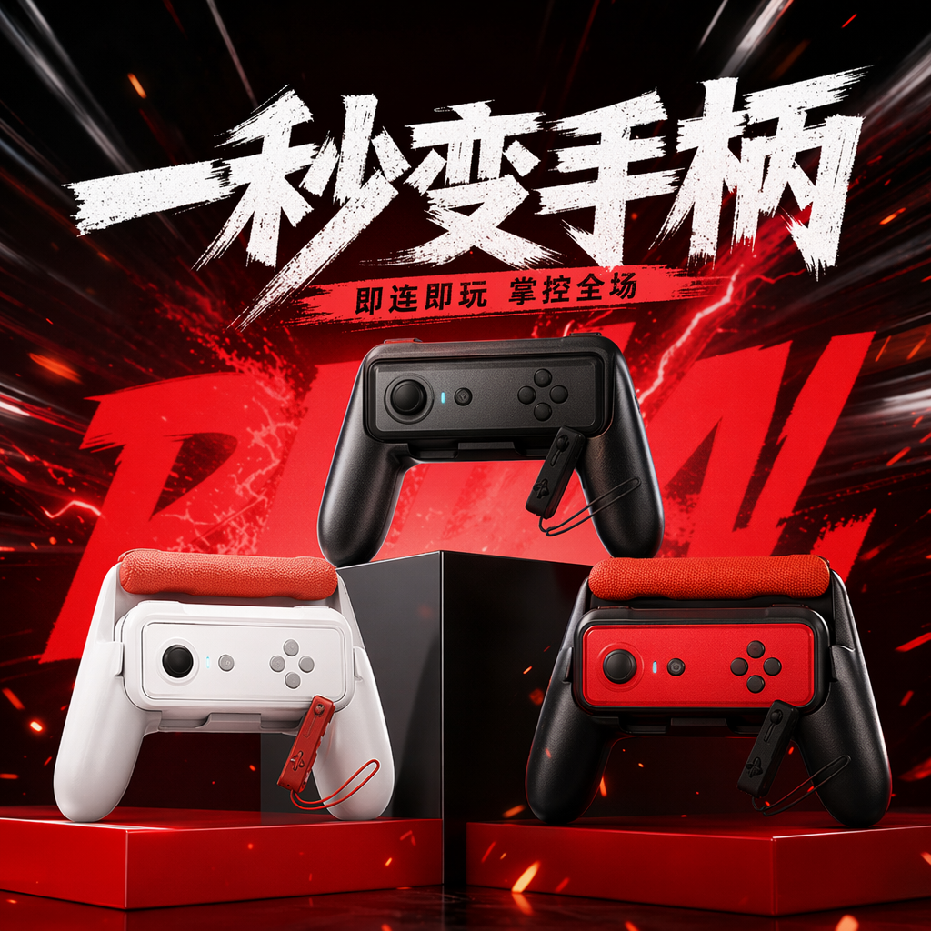 Black game controller with wired mechanical buttons, compatible with PC and Android, and Nintendo Switch Specification image