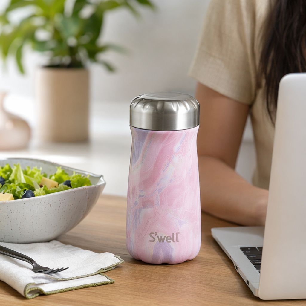The S series of Swell blue and pink wood grain insulated cups are simple and fashionable, providing both cold and heat retention details Picture