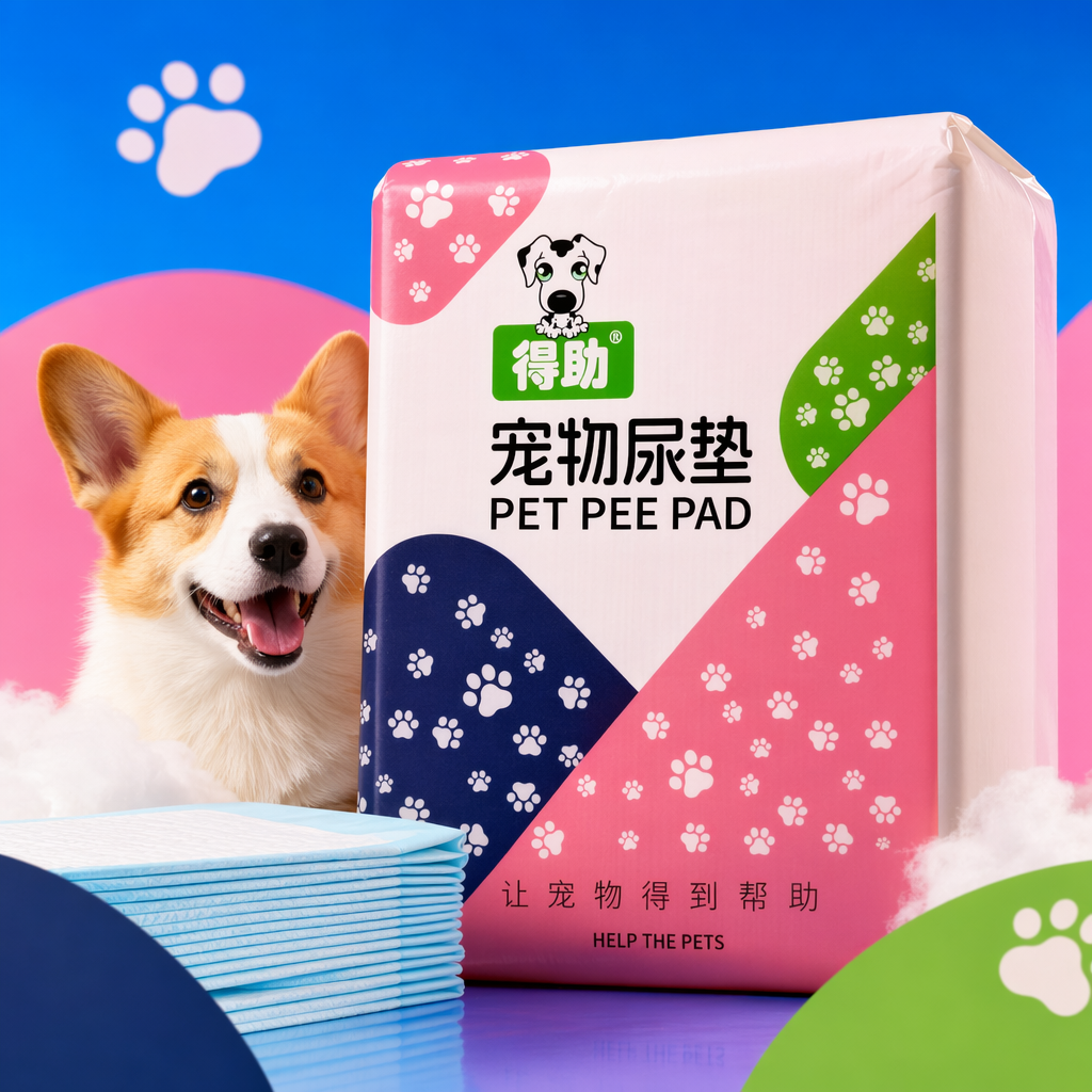 Colored packaging pet urine pads, water-absorbing, water-locking, leak-proof, thickened disposable pet care pads Specification image