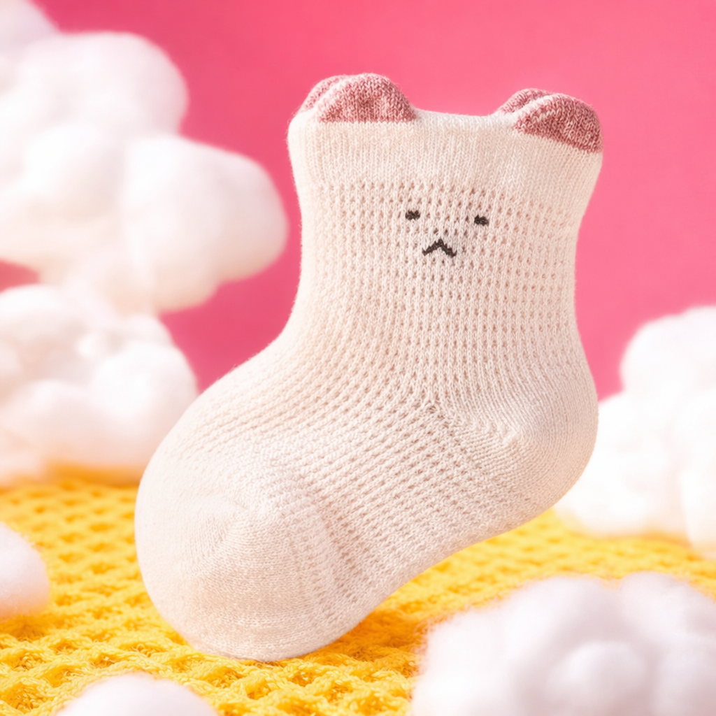Pink cat ear socks, cute plush warm mid-calf socks for women Specification image