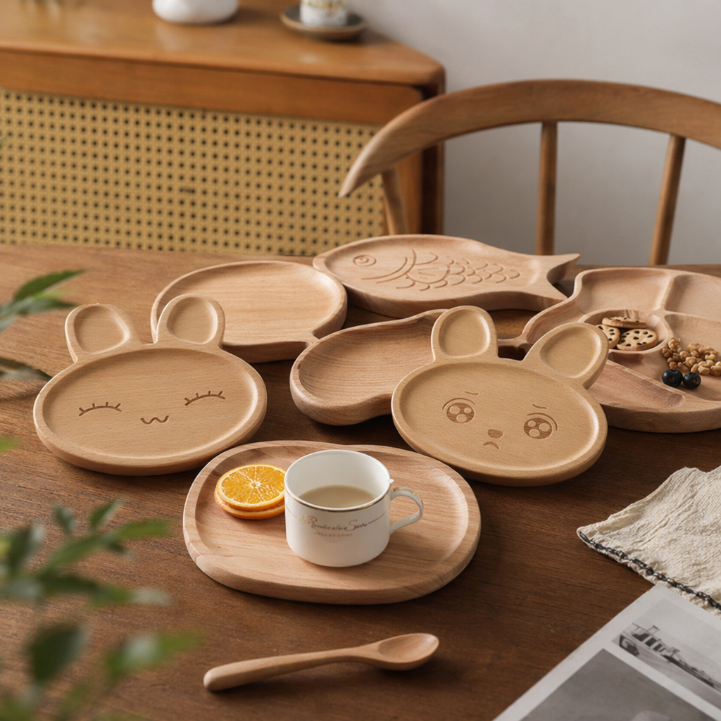 木质卡通造型餐盘组合产品图