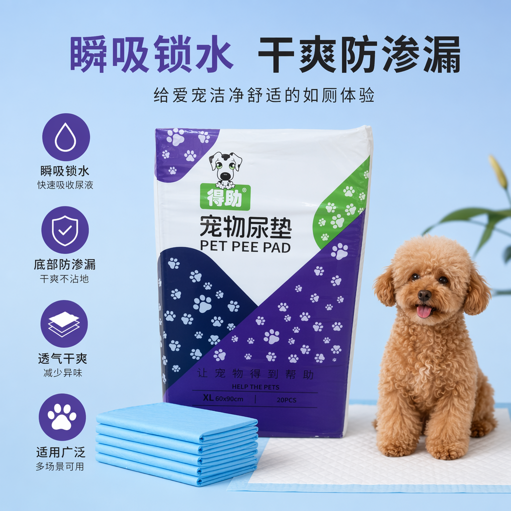紫色包装宠物尿垫加厚吸水防漏一次性宠物护理垫