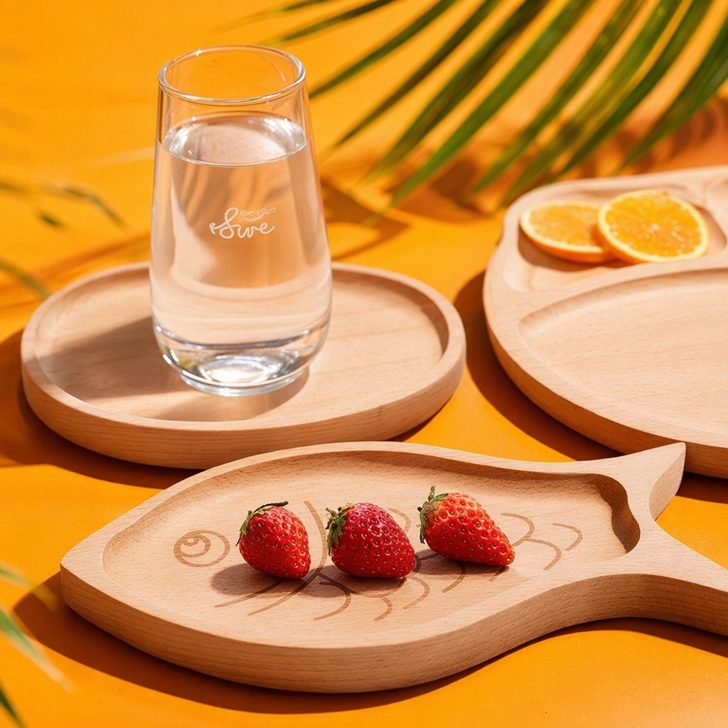 طبق الفراولة، على شكل صينية خشبية، مطبخ طائر النوردية Specification image