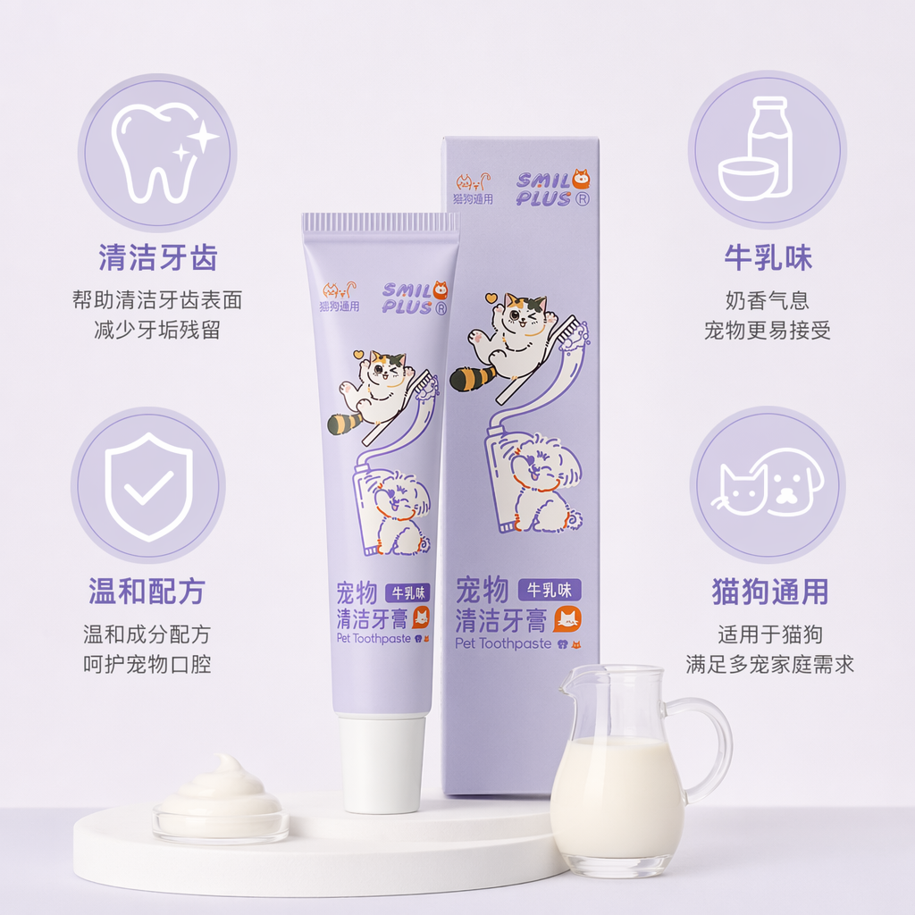 开颜宠物清洁牙膏牛乳味温和去渍口腔护理