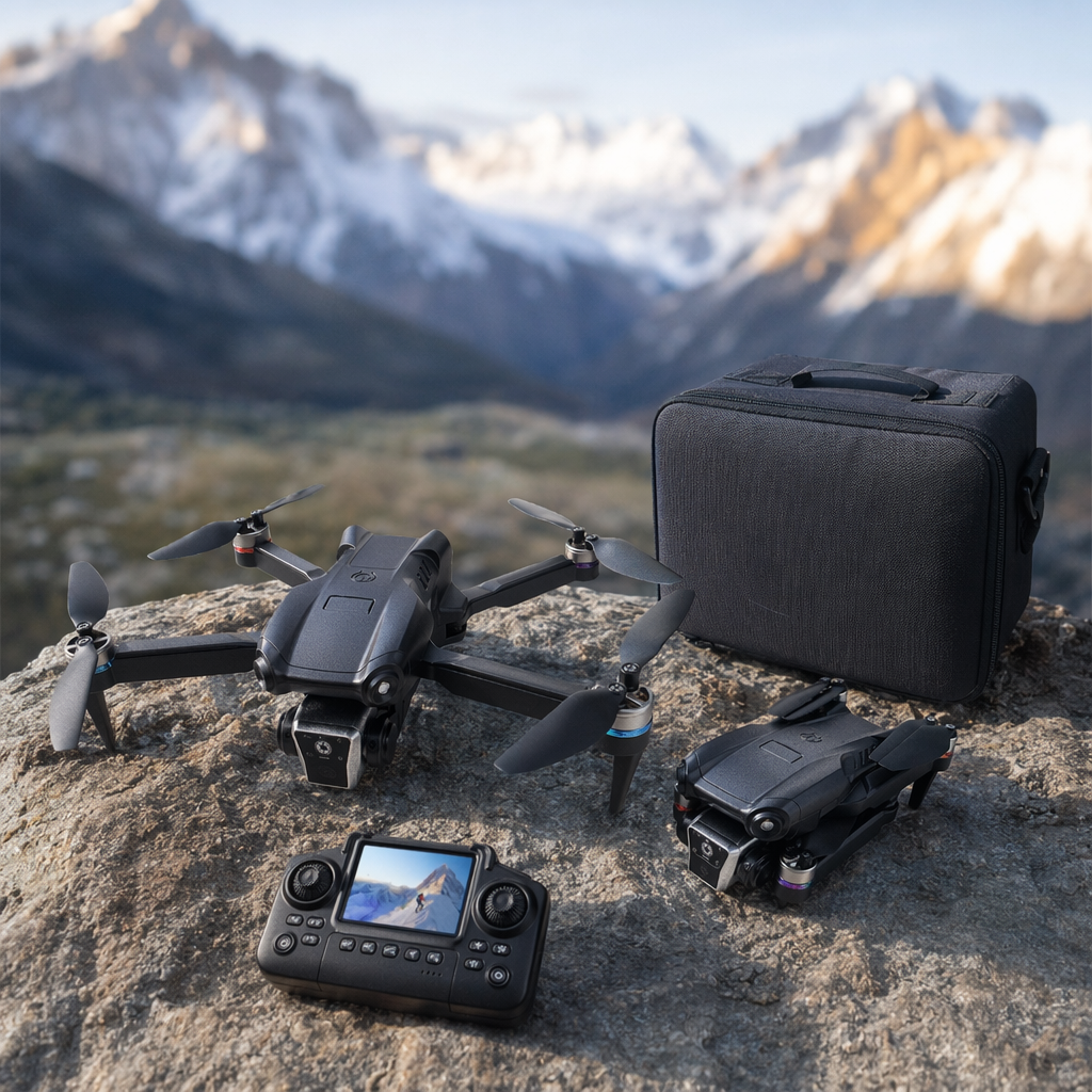Black drone with carbon fiber body, 4K aerial photography, remote control and intelligent obstacle avoidance details Picture