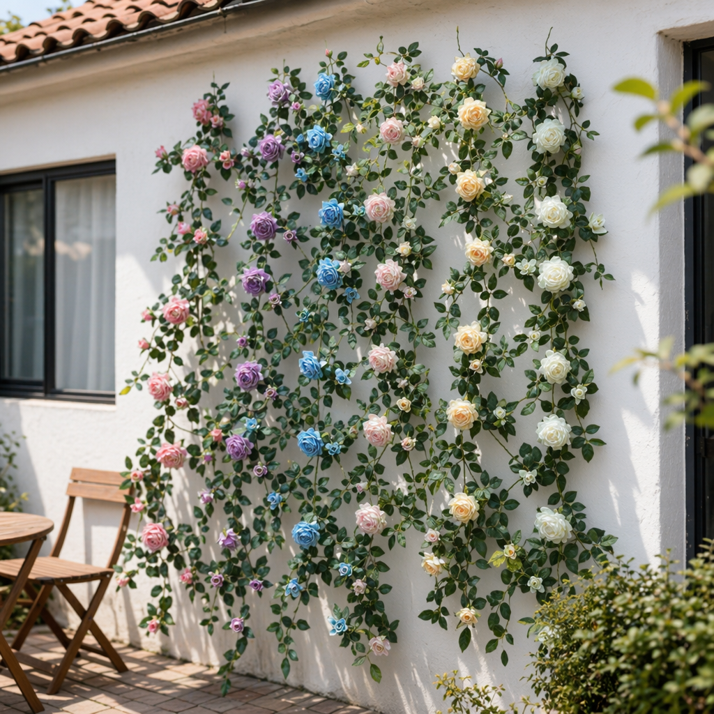 Colorful artificial rose vines are used for decorative floral arrangements wrapped with artificial flower vines details Picture