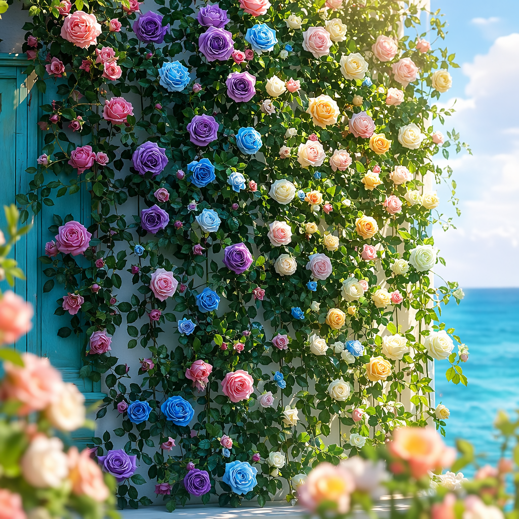 Colorful artificial rose vines are used for decorative floral arrangements wrapped with artificial flower vines Specification image