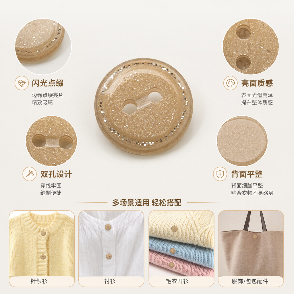 白色闪粉装饰纽扣 服装辅料 DIY手工配件