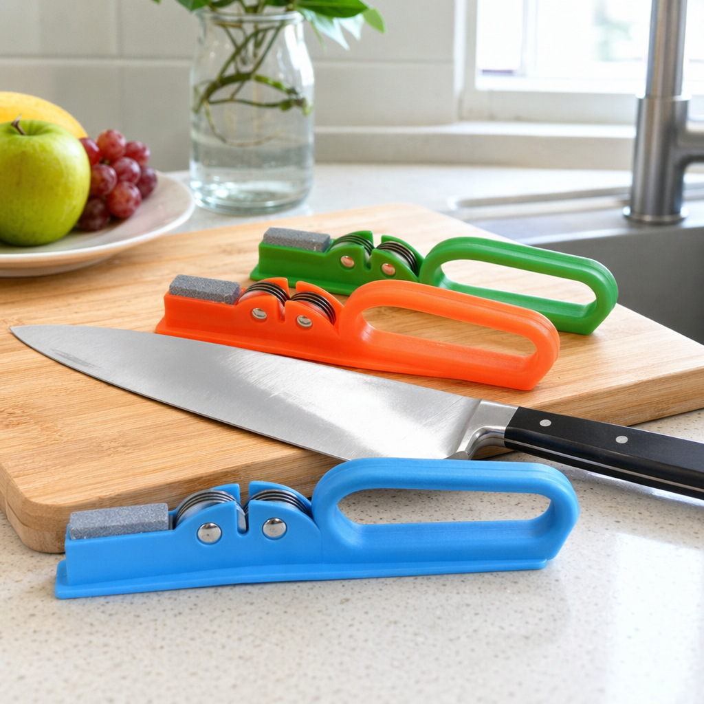 Colorful multi-functional knife sharpener, kitchen knife special whetstone, ceramic alloy double-sided details Picture