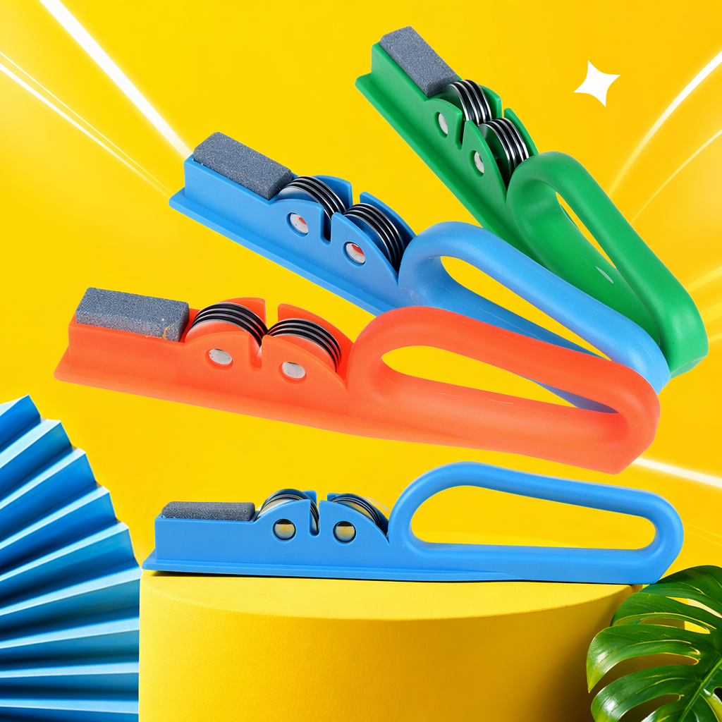 Colorful multi-functional knife sharpener, kitchen knife special whetstone, ceramic alloy double-sided Specification image