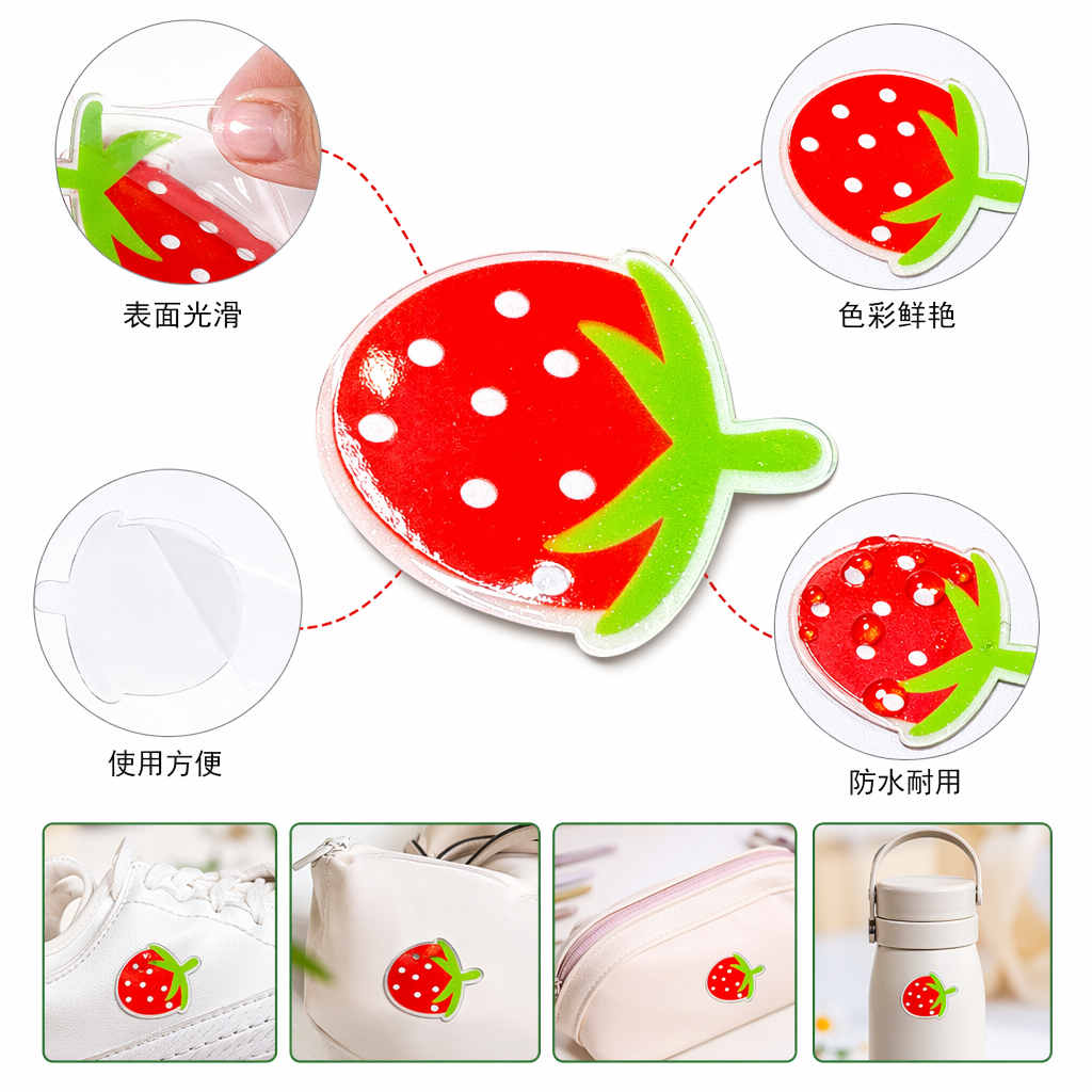 红色草莓造型创意贴纸 手账装饰可爱风DIY手工素材