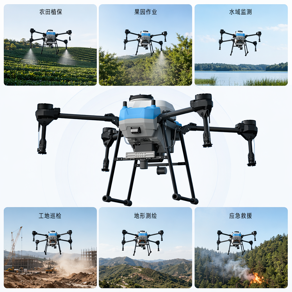 High-definition video recording of blue and white dual-color drone aerial photography remote control aircraft