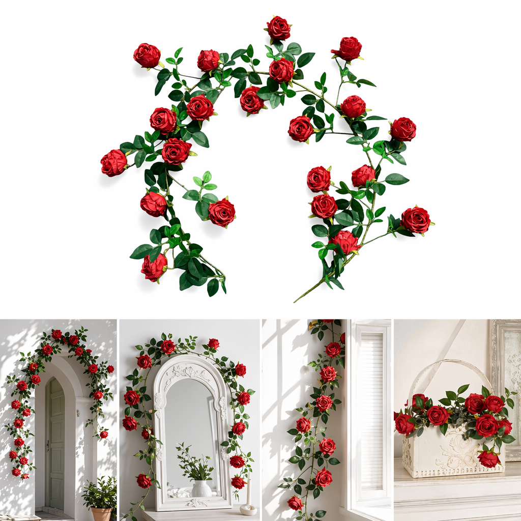 Red rose vine dried flower decorative artificial vine plant ornaments
