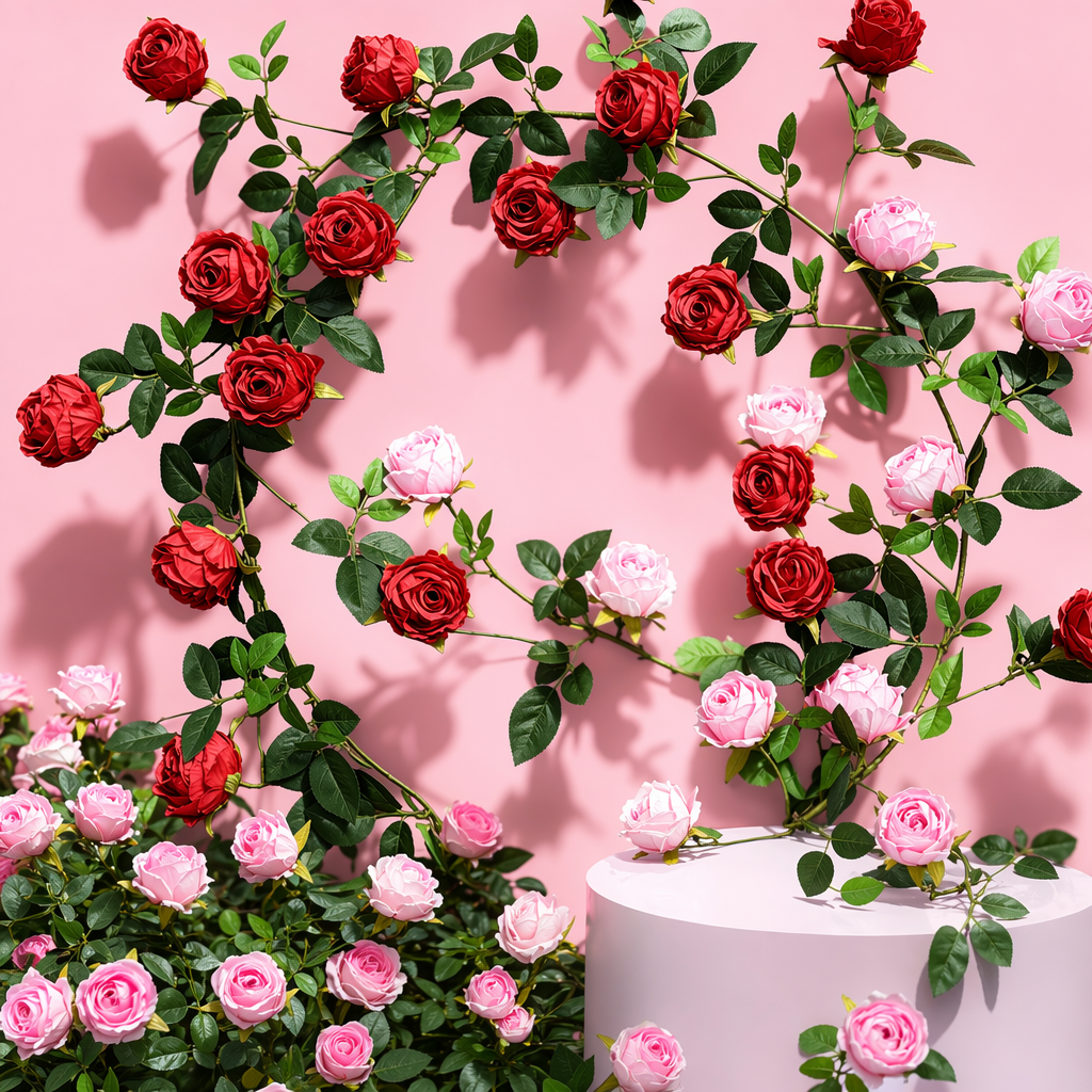 Red rose vine dried flower decorative artificial vine plant ornaments Specification image