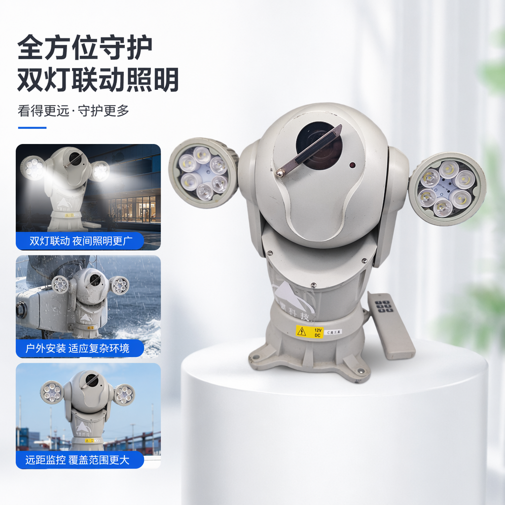 灰色球形监控摄像机带双侧LED灯遥控器