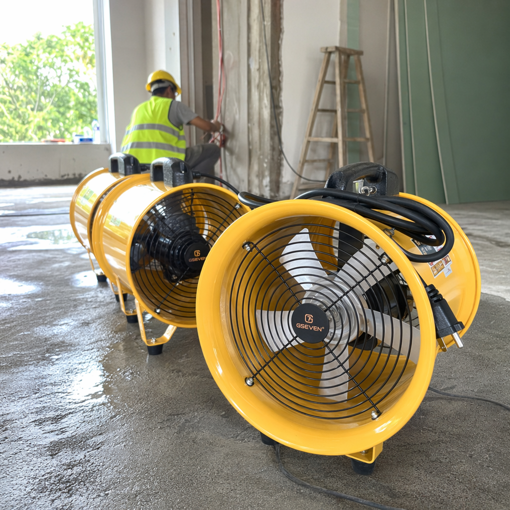 Yellow industrial fan, high-volume floor fan, powerful cooling for both household and commercial use details Picture