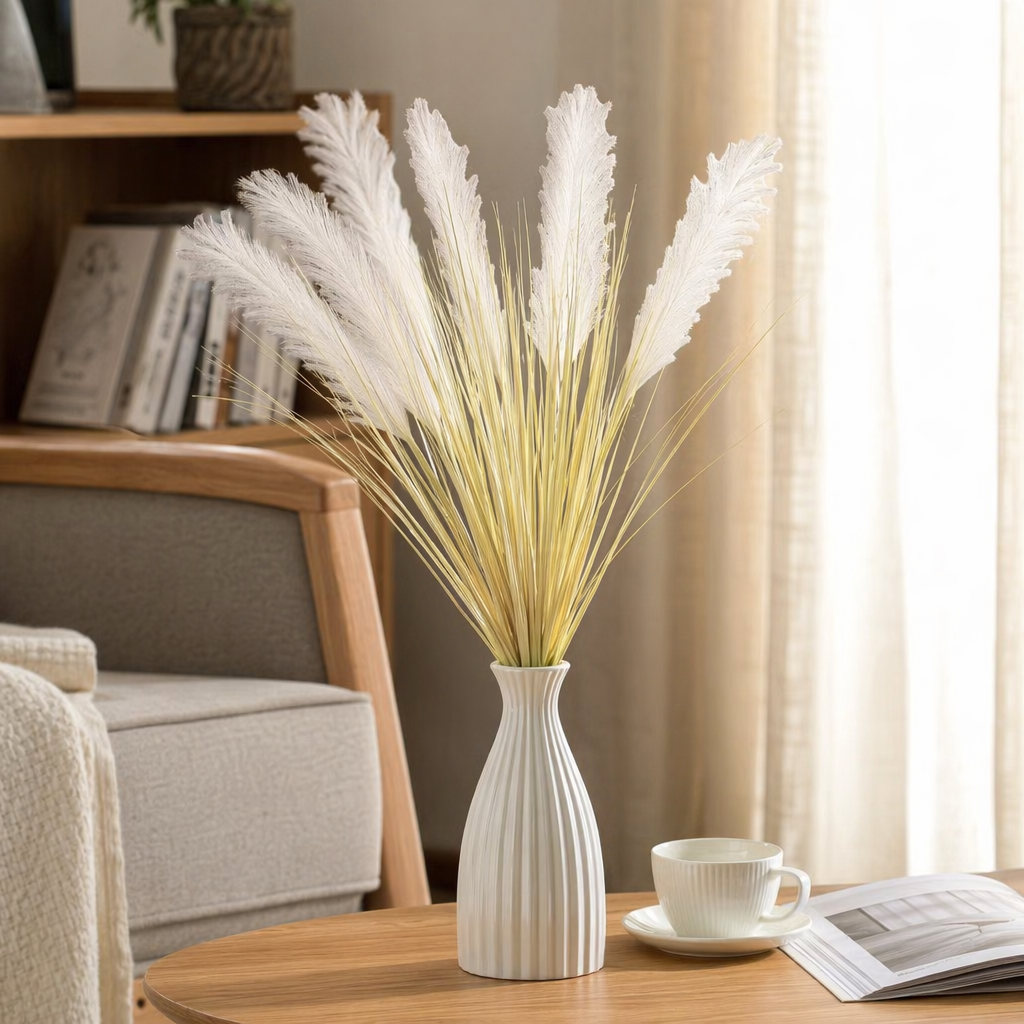 White feather grass bunches for decorative items, home soft furnishings, Nordic style, creative dried flowers for living rooms and bedrooms details Picture