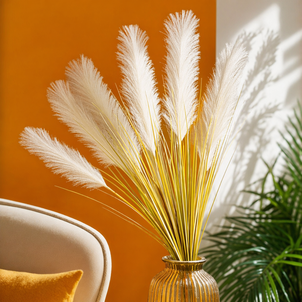 White feather grass bunches for decorative items, home soft furnishings, Nordic style, creative dried flowers for living rooms and bedrooms Specification image