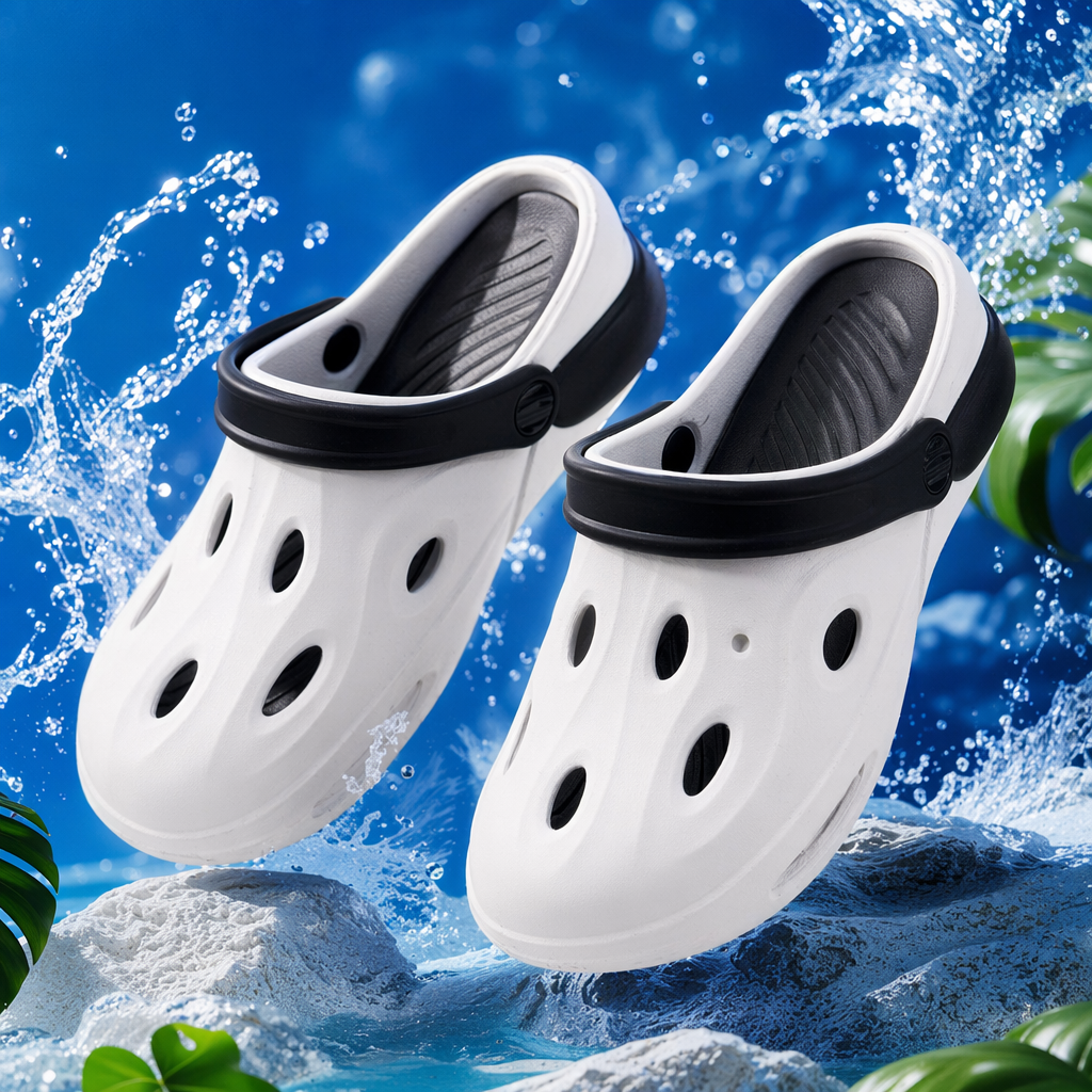 White crocs are breathable, anti-slip, lightweight and casual sandals for women in summer Specification image