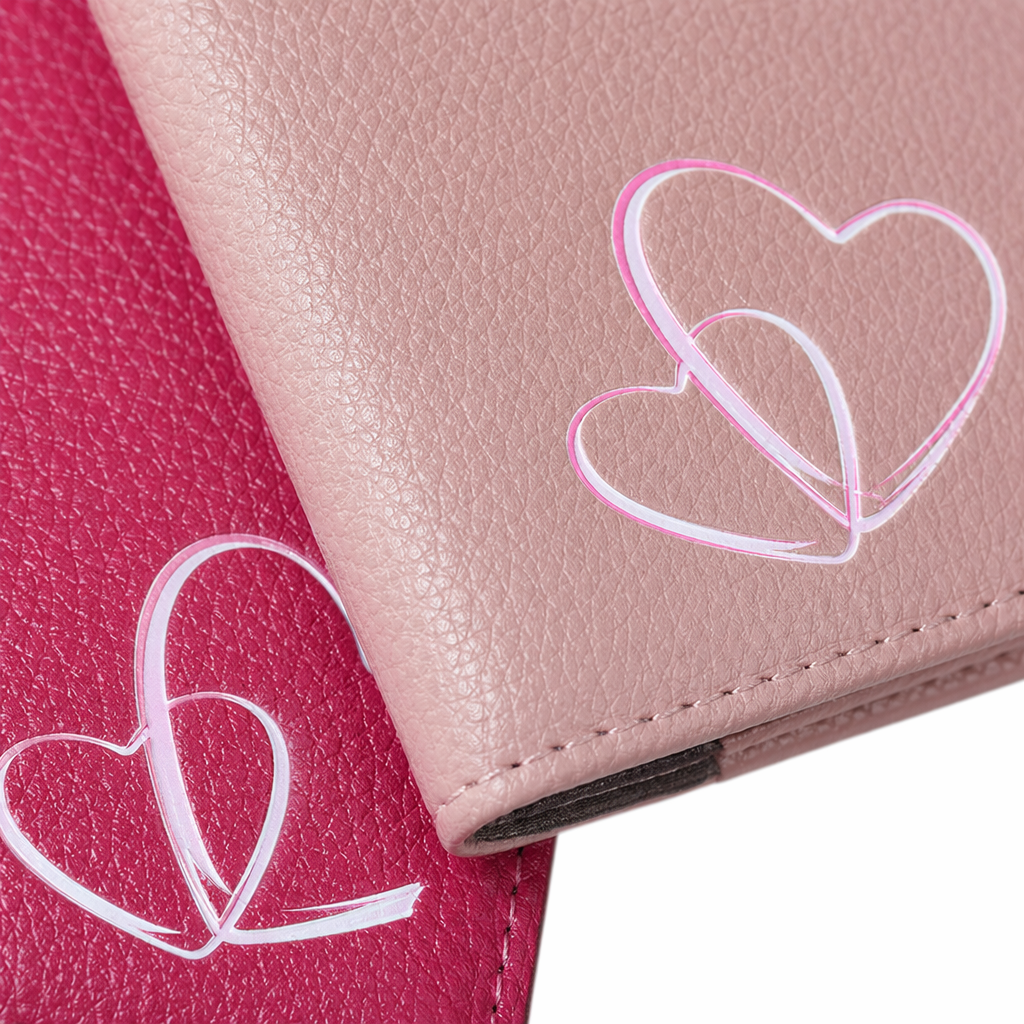 Pink and rose red double heart-shaped pattern wallet Application Scenario