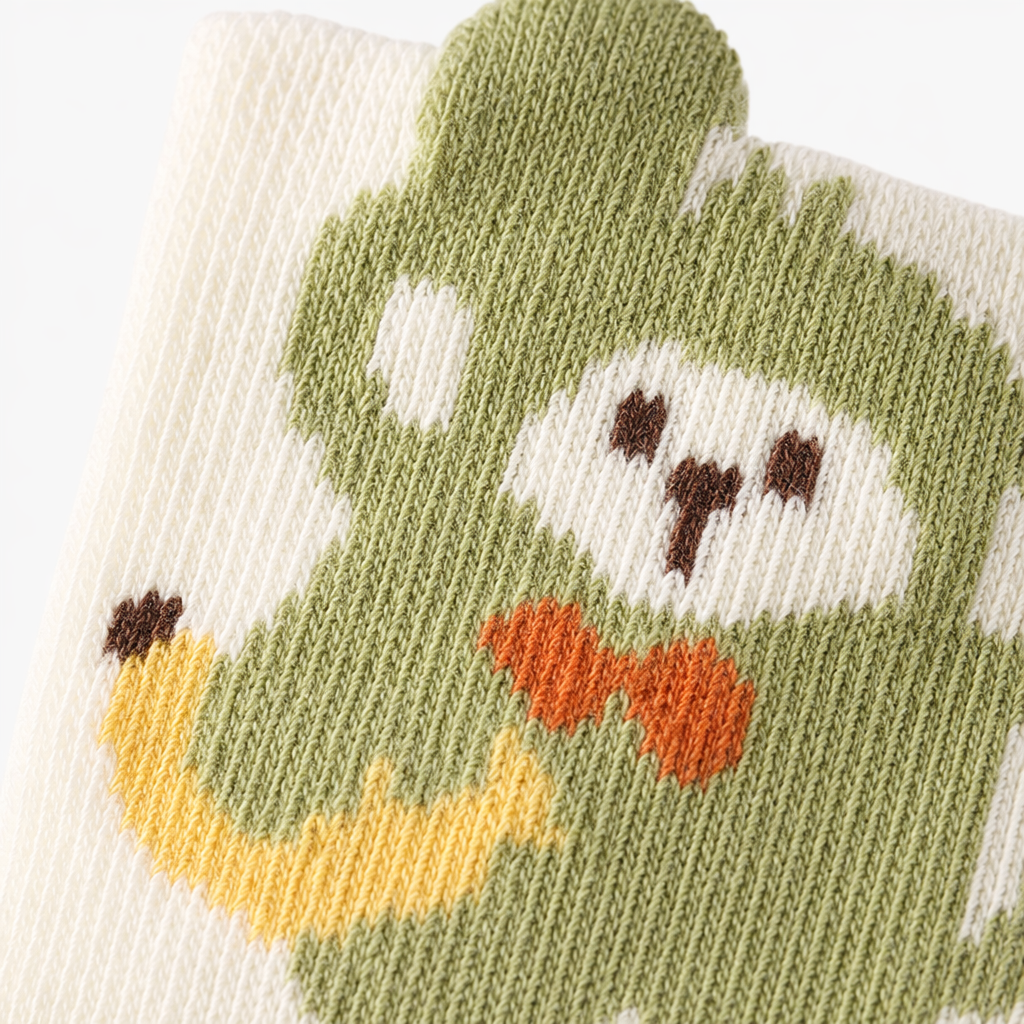 Off-White Socks, Green Monkey Pattern Pure Cotton Mid-Calf Socks, Unisex Application Scenario