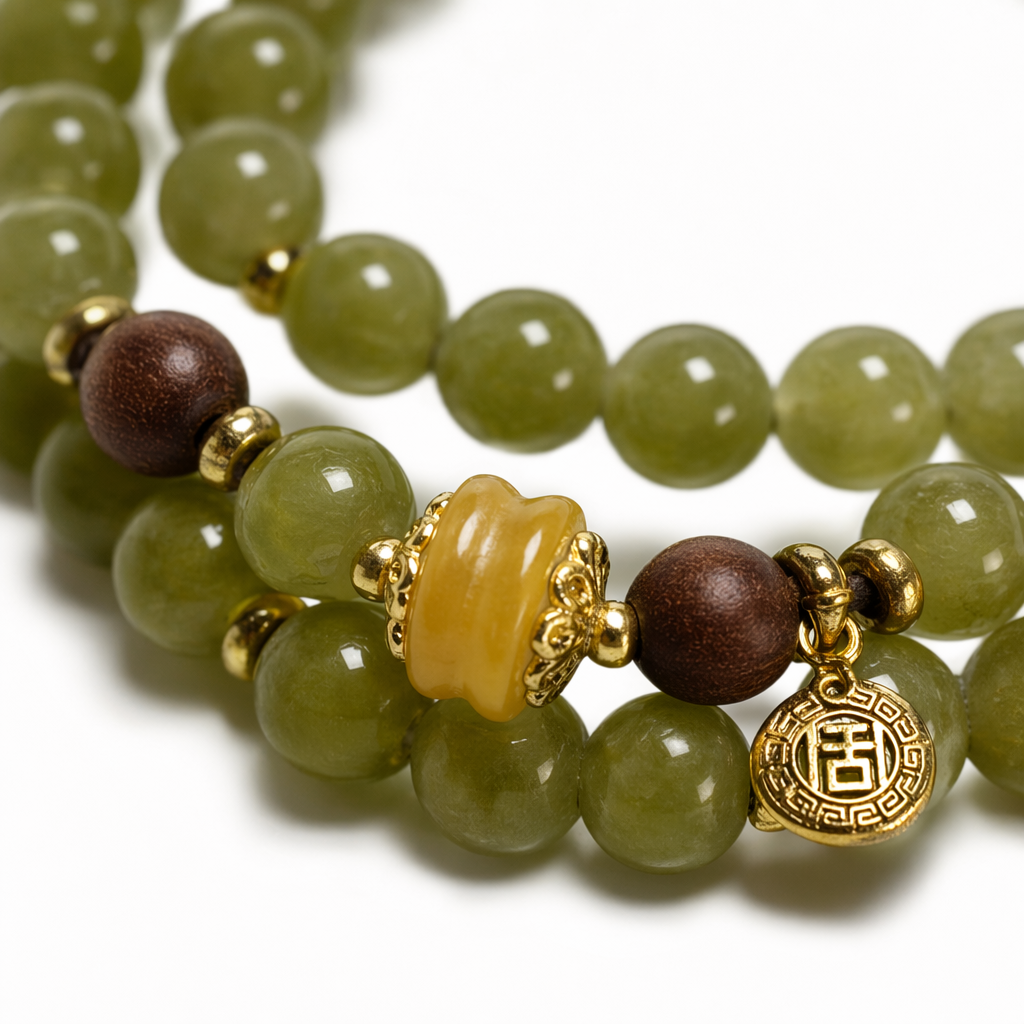 Green beaded bracelet with natural jade beads, a simple and fashionable accessory for women Application Scenario